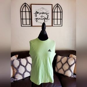 Vintage Y2K Lime Green Embroidered Adidas Tank Women's Size L Classic Athleisure